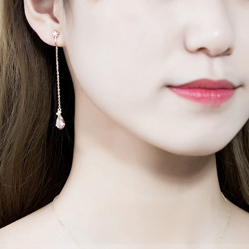 Rose Quartz Clip Earrings Drop Earrings Gold Plated Silver Jewelry For Women