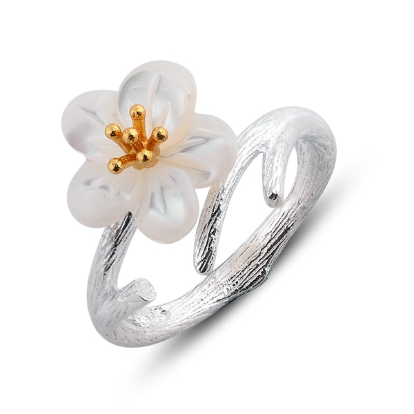 Shells Flower Ring in Sterling Silver Handmade Jewelry Accessories Women