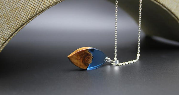 Wood and Resin Pendant Necklace Handmade Unique Jewelry For Women Men