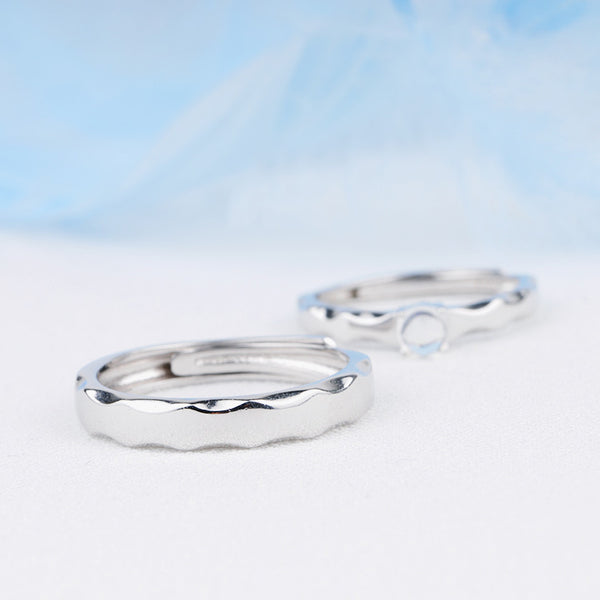 Moonstone Ring in White Gold Plated Silver Couple Jewelry Engage Ring Women Men