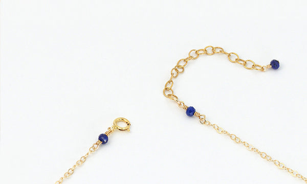 Faceted Lapis Lazuli Bead Pendant Necklace in 14K Gold Handmade Jewelry Women Accessories