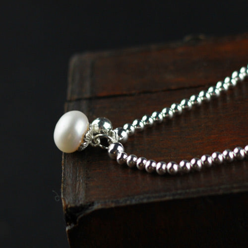 Freshwater Pearl Bead Bracelet in Sterling Silver June Birthstone Jewelry Gifts for Women