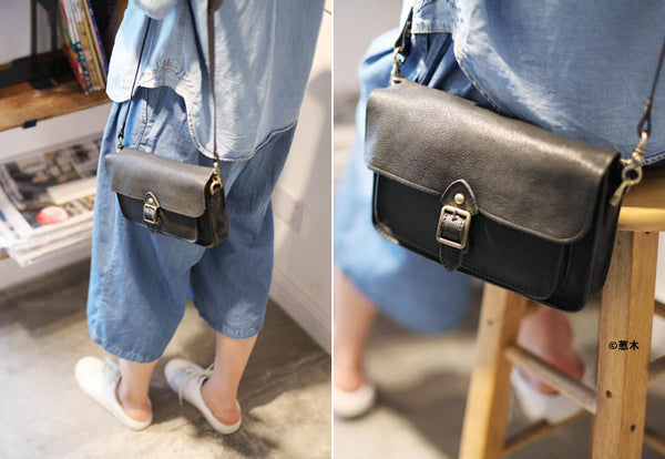Vintage handmade Genuine Soft Leather Messenger Crossbody Bag Satchel Purses Women fashion