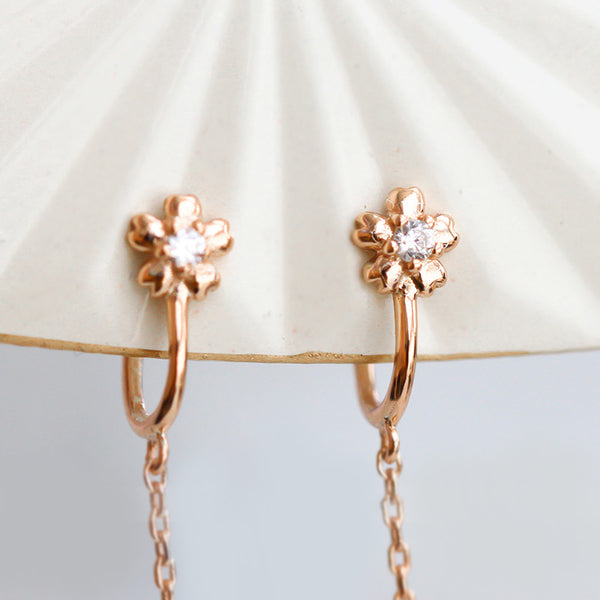 Rose Quartz Clip Earrings Drop Earrings Gold Plated Silver Jewelry For Women