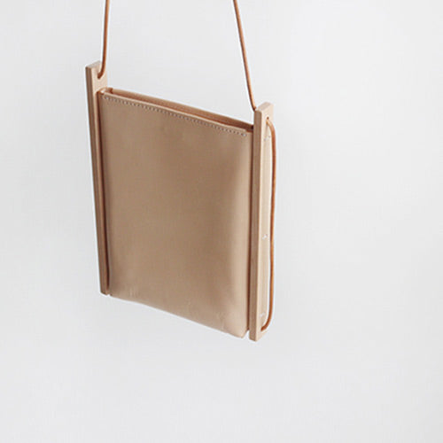 Handmade Wood Genuine Leather Tote Bag Handbag Shoulder bag Purse Women