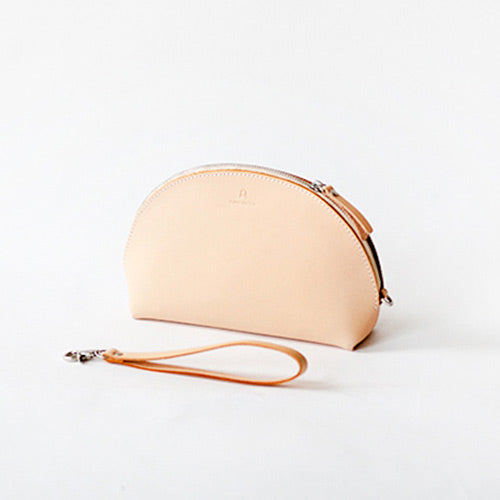 Handmade Leather Half-Round Handbag Circle Leather Bags Purse women