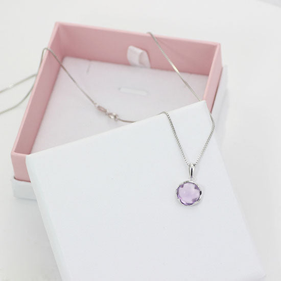 Amethyst Pendant Necklace Gold Silver Gemstone Jewelry Accessories Women purple