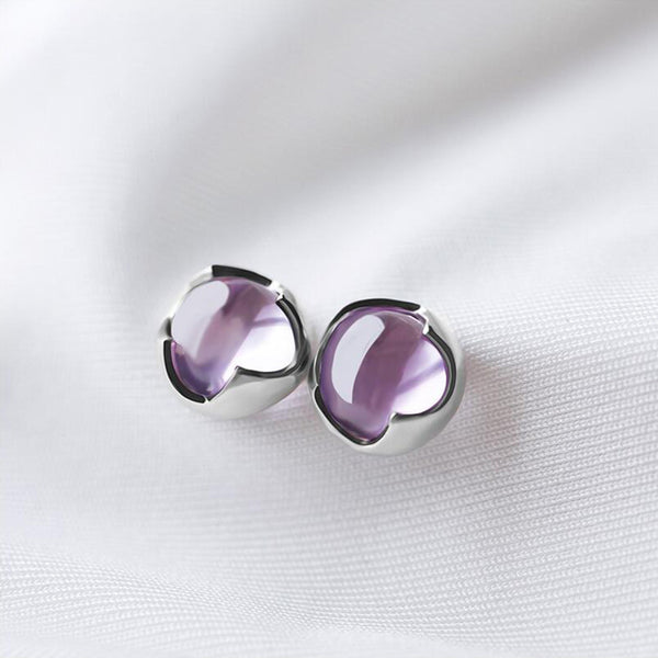 Amethyst Stud Earrings in Sterling Silver Gemstone Jewelry Accessories Gifts Women