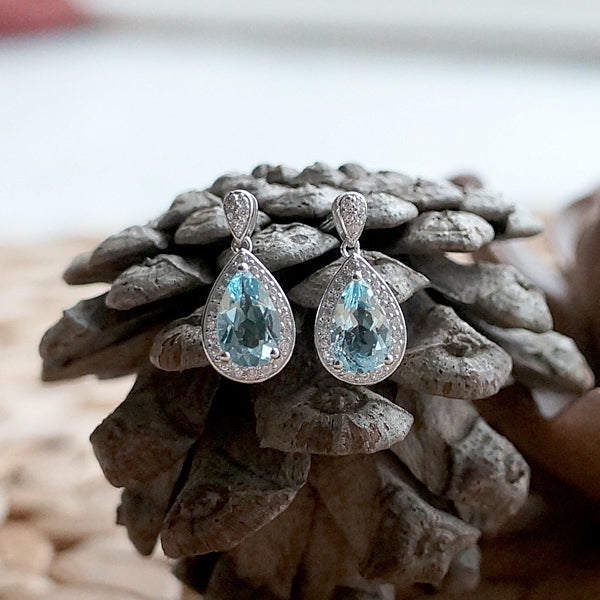 Aquamarine Drop Earrings March Birthstone Jewelry