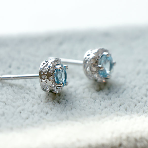 Aquamarine Earrings Diamond March Birthstone Blue Gems Jewelry