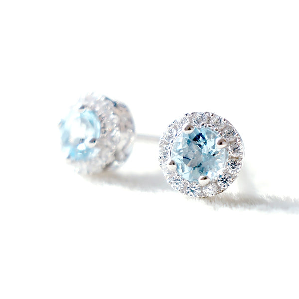 Aquamarine Earrings Diamond March Birthstone