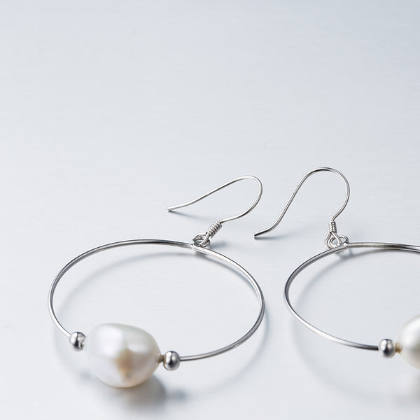 Baroque Pearl Drop Earrings Silver Jewelry Accessories Gifts Women beautiful