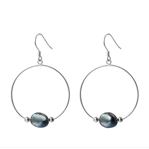 Baroque Pearl Drop Earrings Silver Jewelry Accessories Gifts Women black