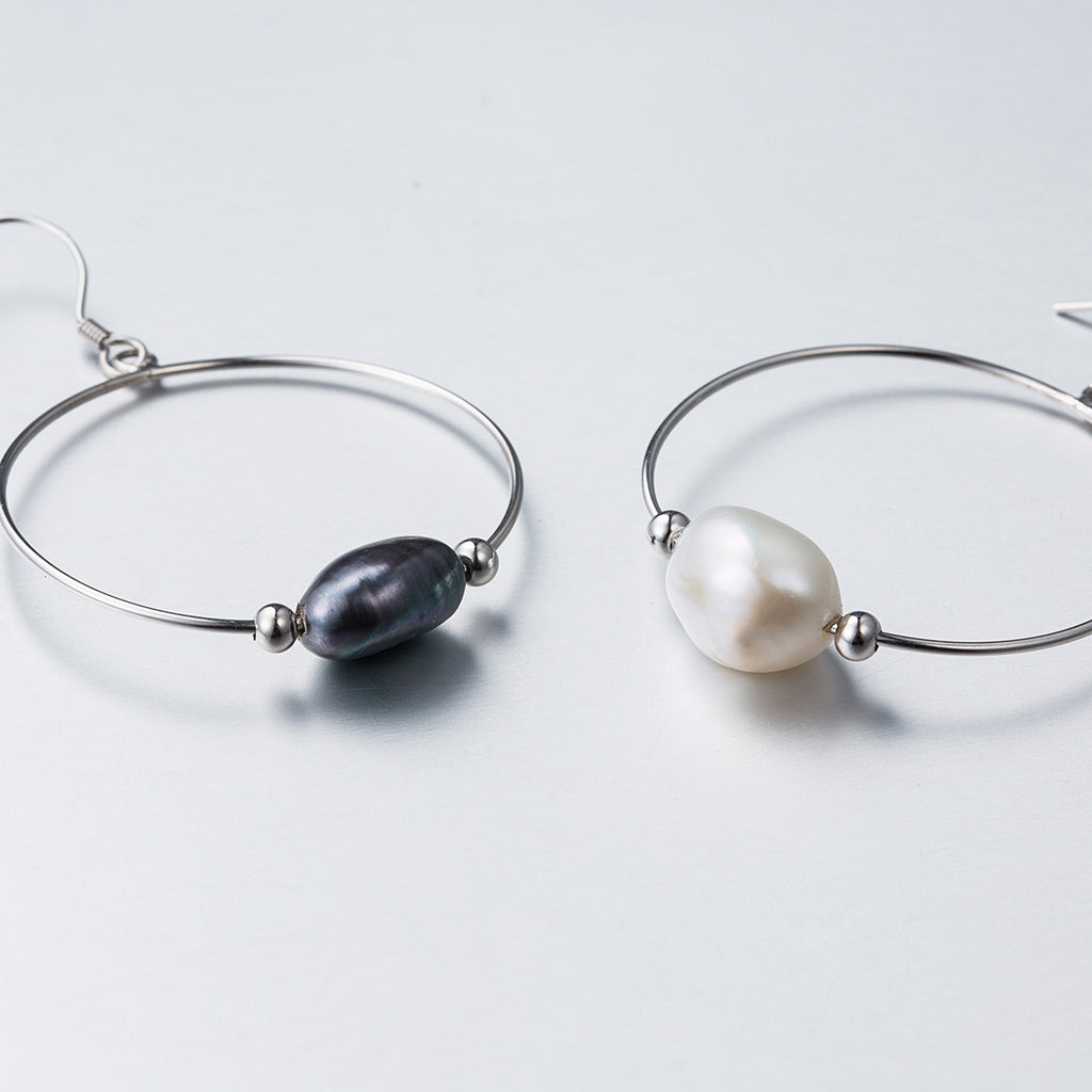 Baroque Pearl Drop Earrings Silver