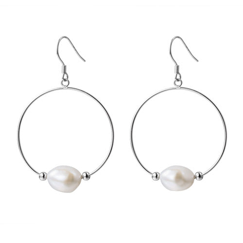 Baroque Pearl Drop Earrings Silver Jewelry Accessories Gifts Women white