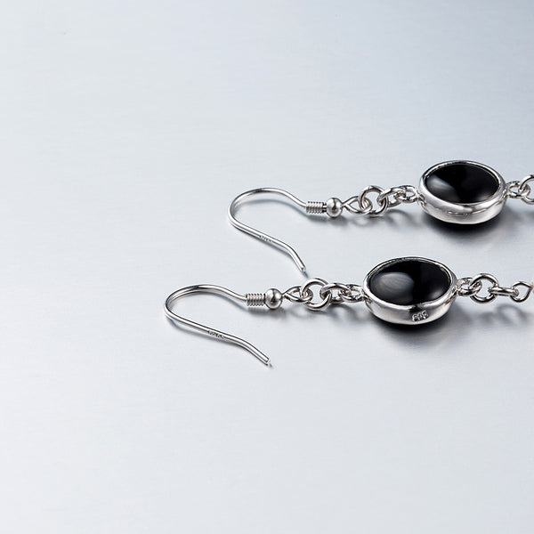 Baroque Pearl Onyx Drop Earrings Silver Jewelry Accessories Women charm