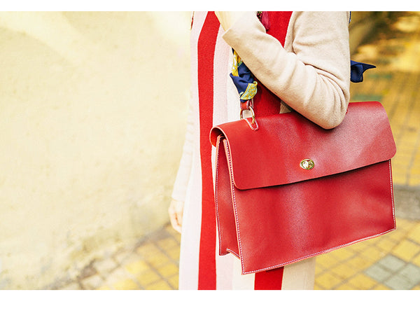 Beautiful Ladies Red Leather Handbags Leather Shoulder Bag for Women chic