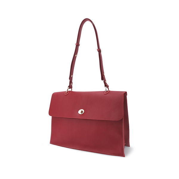 Women's Red Leather Satchel Over the Shoulder Bag Handbags Purse for Women