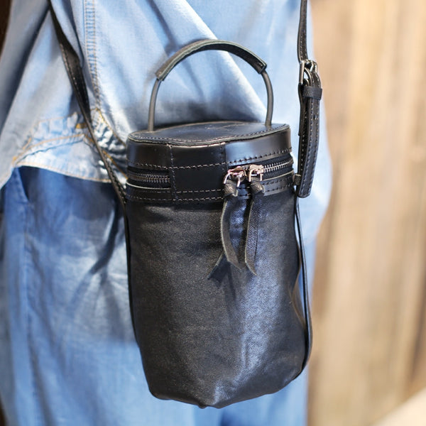 Black Leather Bucket Bag Womens Handbags Crossbody Bags for Women beautiful