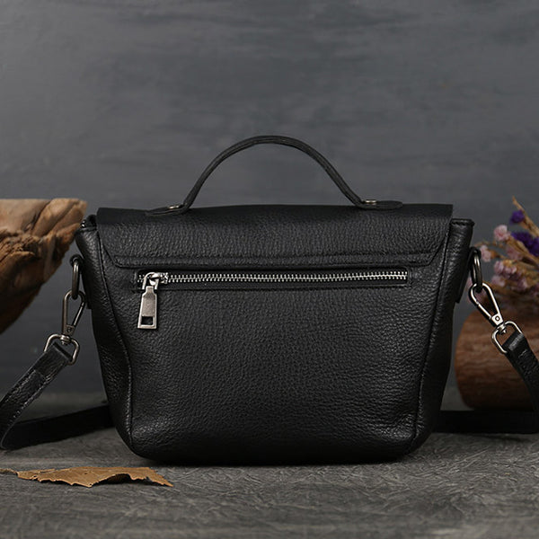 Small Women's Genuine Leather Satchel Handbags Crossbody Purse  For Women Cowhide