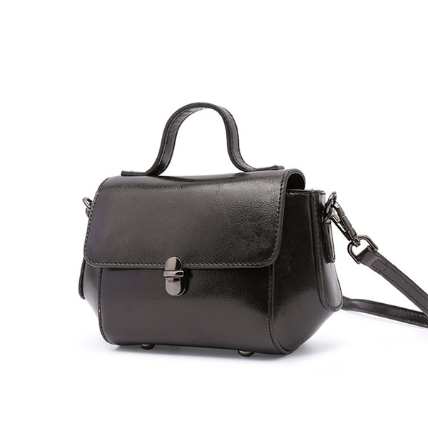 Black Leather Womens Crossbody Bags Leather Handbags for Women cute