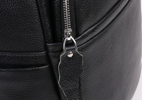 Black Leather Womens Rucksack Fashion Backpacks For Women Cowhide