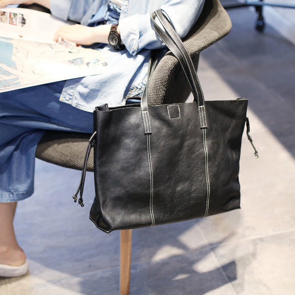 Black Leather Womens Tote Bag Handbags Shoulder Bag for Women Boutique
