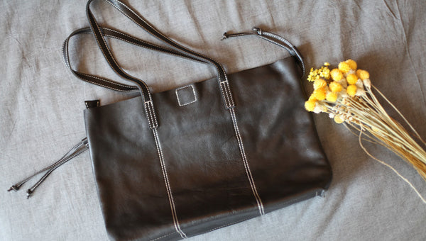 Black Leather Womens Tote Bag Handbags Shoulder Bag for Women Genuine Leather