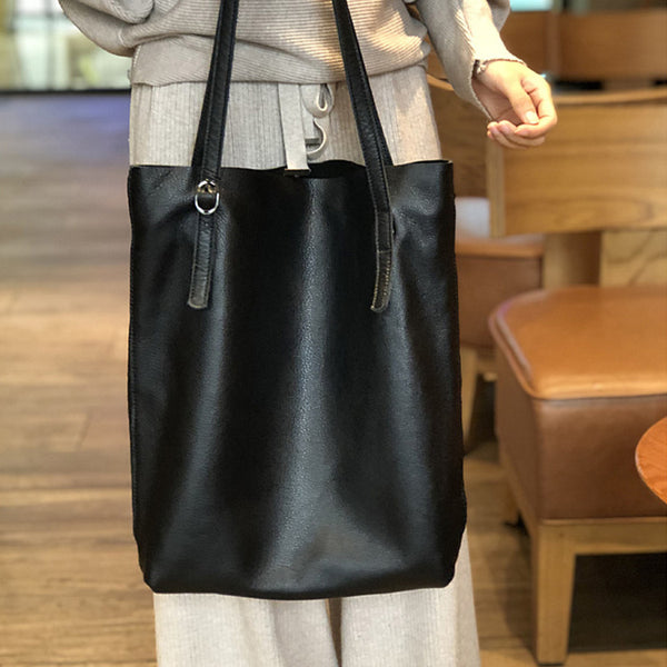 Black Womens Leather Tote Bag Shoulder Handbags For Women Cowhide