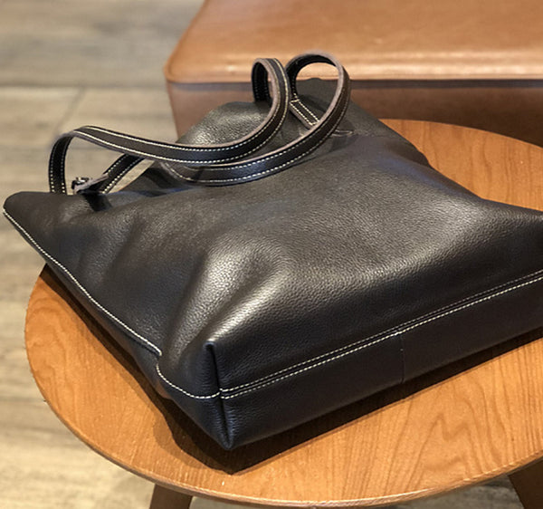Black Womens Leather Tote Bag Shoulder Handbags For Women Details