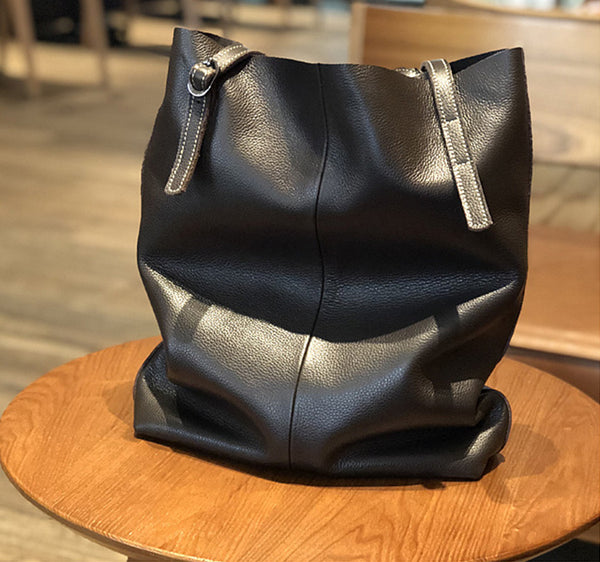 Black Womens Leather Tote Bag Shoulder Handbags For Women Fashion