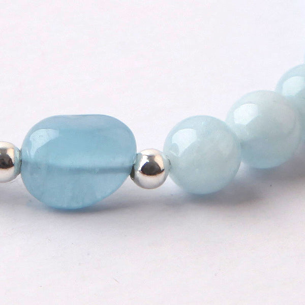 Blue Aquamarine Sterling Silver Bead Bracelets Handmade Jewelry Accessories Gift Women adorable cute