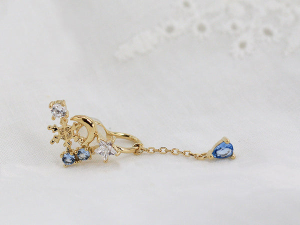 Blue Clip On Earrings Silver Plated Gold Stud Earrings for Women Unique