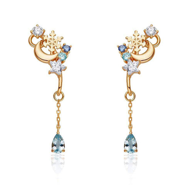 Blue Clip On Earrings Silver Plated Gold Stud Earrings for Women beautiful
