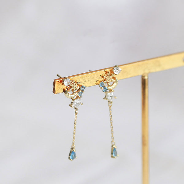 Blue Clip On Earrings Silver Plated Gold Stud Earrings for Women charm