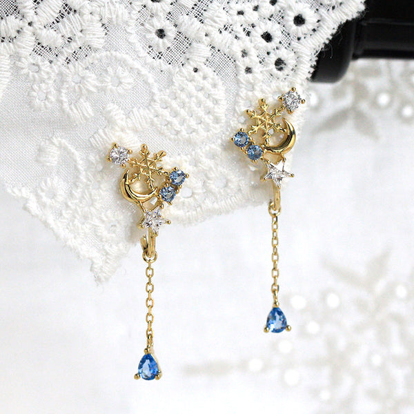 Blue Clip On Earrings Silver Plated Gold Stud Earrings for Women fashionable