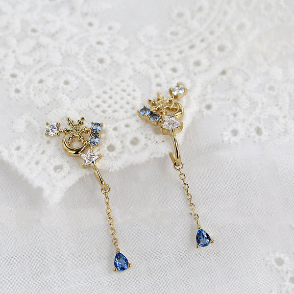 Blue Clip On Earrings Silver Plated Gold Stud Earrings for Women fine