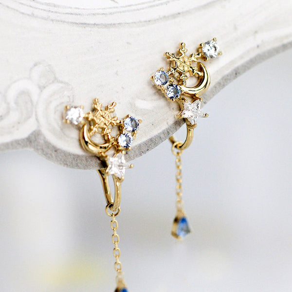 Blue Clip On Earrings Silver Plated Gold Stud Earrings for Women