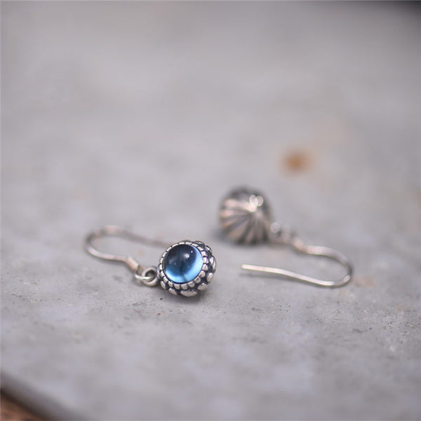 Blue Topaz Dangle Hook Earrings Sterling Silver Handmade Jewelry Accessories Gift Women adorable
