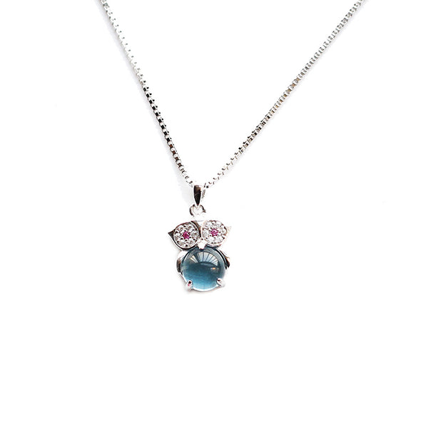 Blue Topaz Pendant Necklace Silver Handmade June Birthstone Gemstone Jewelry Women elegant