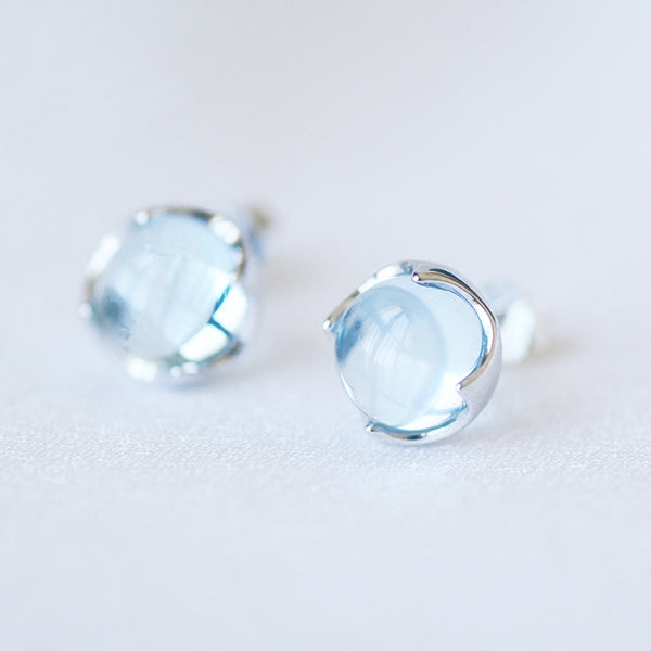Blue Topaz Stud Earrings in Sterling Silver November Birthstone Jewelry Accessories Women