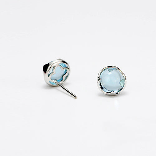 Blue Topaz Stud Earrings Silver November Birthstone Jewelry Accessories Women gift