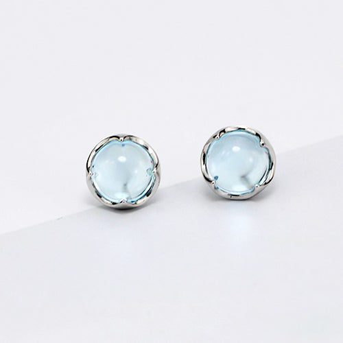 Blue Topaz Stud Earrings Silver November Birthstone Jewelry Accessories Women unique