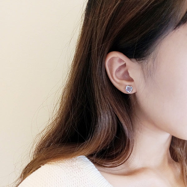 Blue Topaz Stud Earrings Silver November Birthstone Jewelry Accessories Women wear