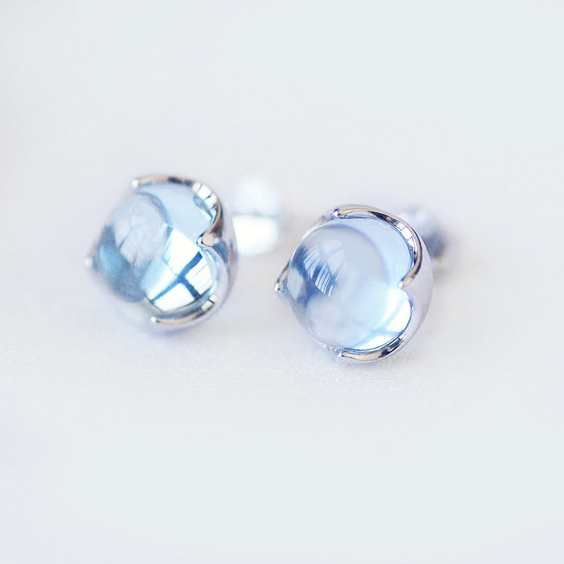 Blue Topaz Stud Earrings Silver November Birthstone Jewelry Accessories Women