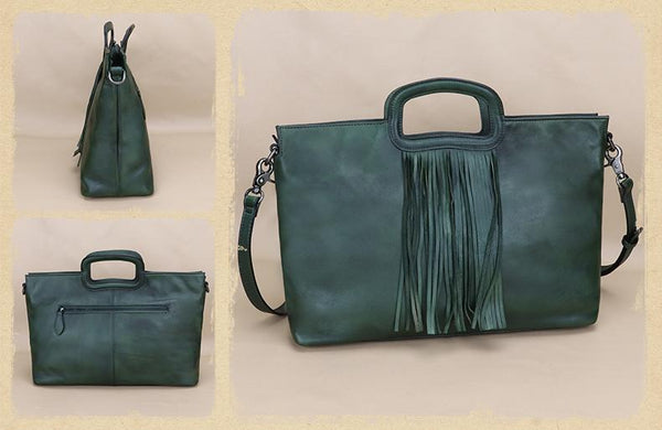 Womens Western Leather Handbags With Fringe Leather Crossbody Purse
