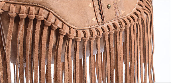 Boho Ladies Western Vegan Leather Purses With Suede Leather Fringe Shoulder Handbags for Women Cool