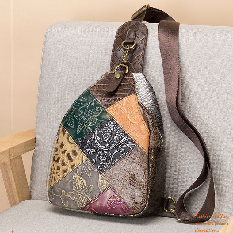 Boho Women's Crossbody Chest Backpack Bag Leather Sling Bags For