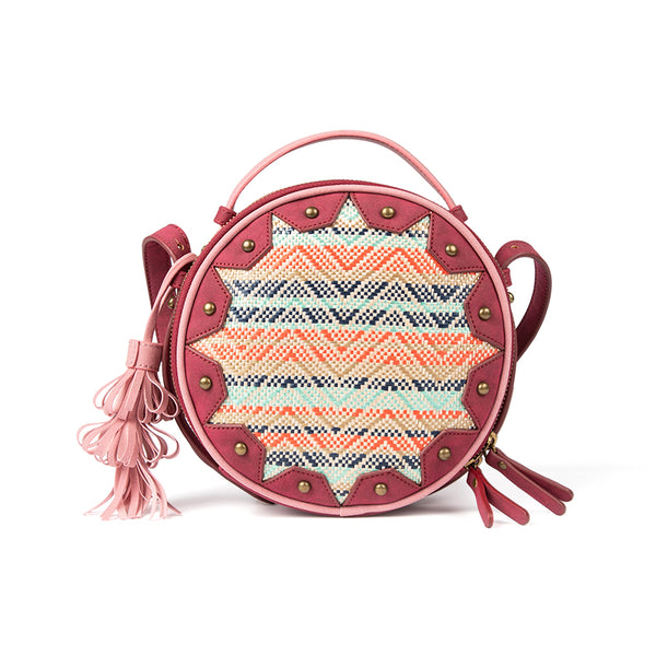 Boho Women's PU Leather Circle Bag Crossbody Sling Bag Purse For Ladies Accessories
