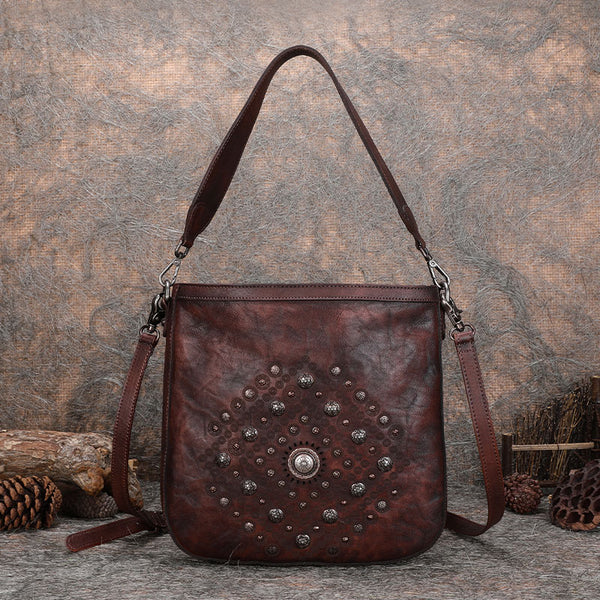 Boho Women's Rivets Leather Crossbody Satchel Purse Tote Handbags for Women Affordable
